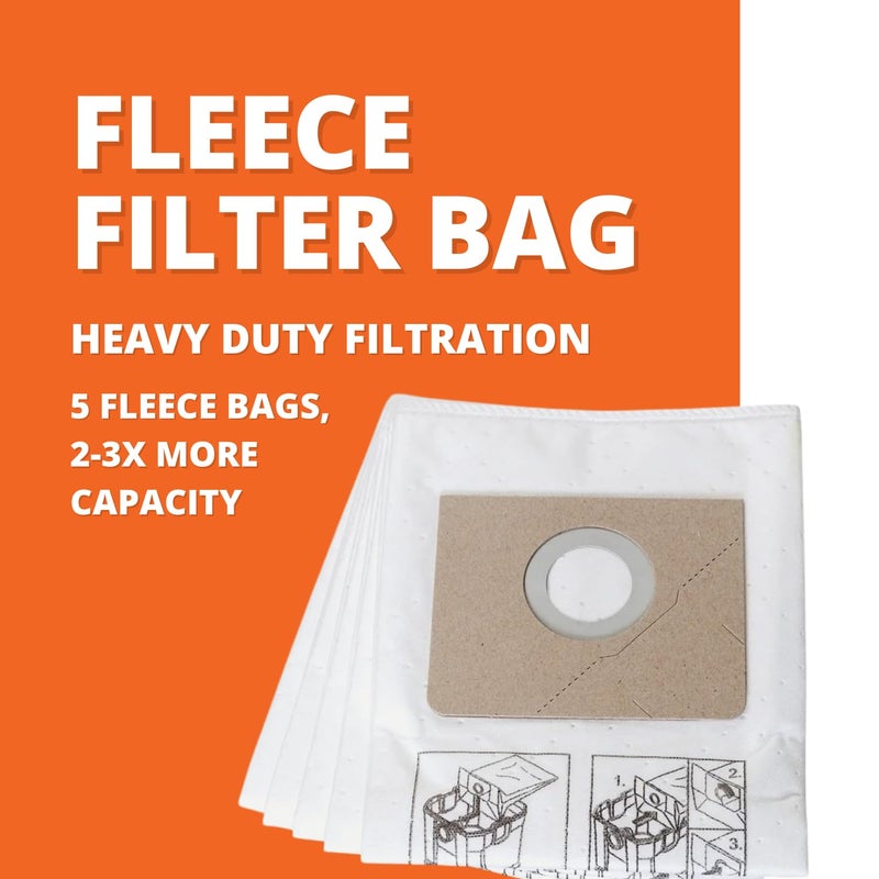 Fein Nonwoven Fleece Filter Bag for Turbo I Dust Extractors - Holds 2-3x More than Regular Filter Bags, Tear-Resistant Material, Dustex 25 L Model, 5-Pack - 31345061010 - Image 2